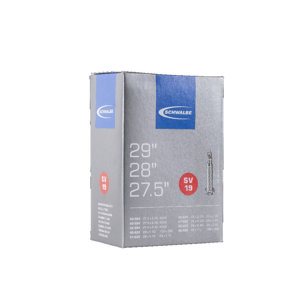 Schwalbe Schlauch, Nr. 19, (SV40mm), 27,5"-29", 40/62-584/635, Gewicht: ca. 220g